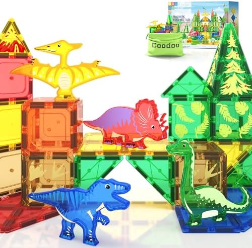 48 piece dinosaur magnetic tiles