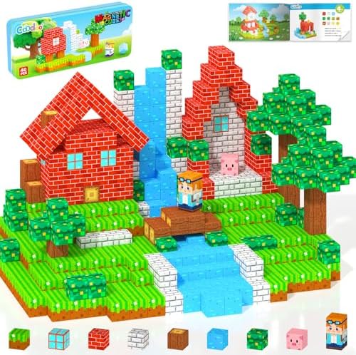 Forest castle magnetic blocks in a travel tin