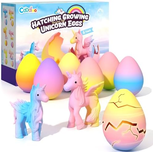 Unicorn hatching rainbow eggs, six pack