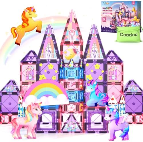 Unicorn princess castle magnetic tiles